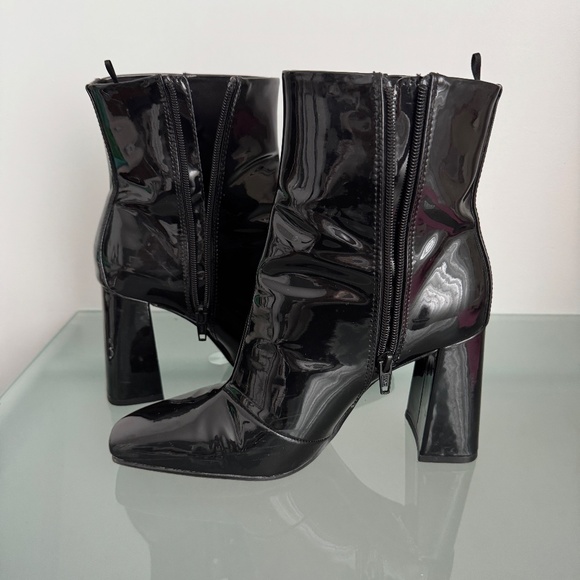 H&M - Black Faux Patent Leather Ankle Boots - Picture 5 of 11